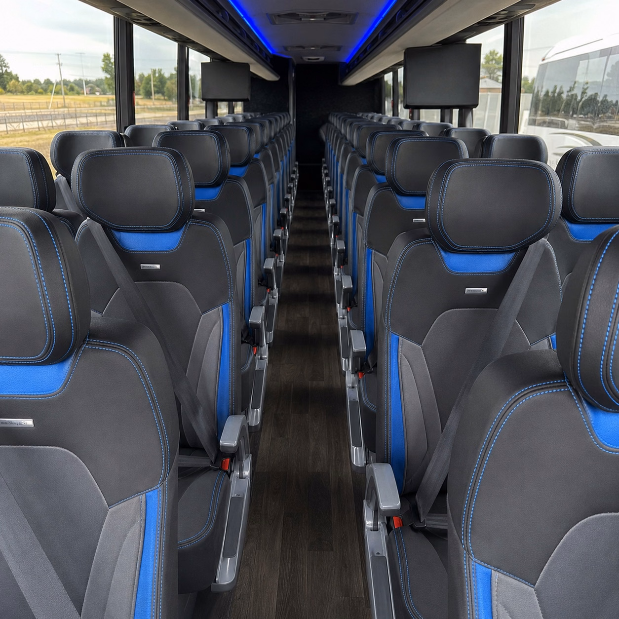 56 passenger charter bus inside