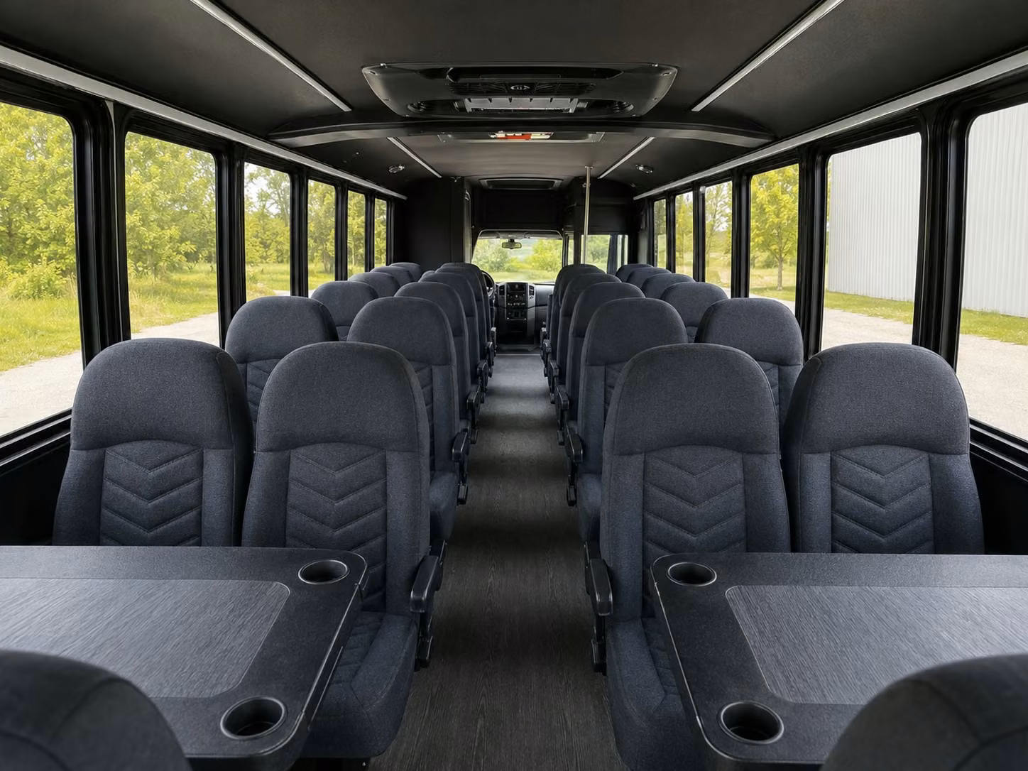 group boarding a minibus in modesto